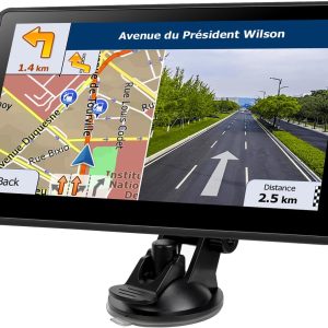 GPS Navigator for Car Truck RV, Latest 2024 Map 7 inch Touch Screen Car GPS, Support Voice Turn Direction Guidance/Speed and Red Light Warning/Custom Truck Routing (Black)