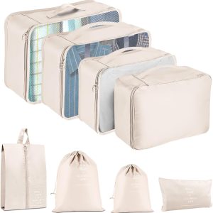 YEEYAA Packing Cubes for Travel - 8 Set Luggage Organizer Bags for Family, Mesh Breathable Travel Packing Cubes for Suitcases Durable Travel Essentials Bags Set